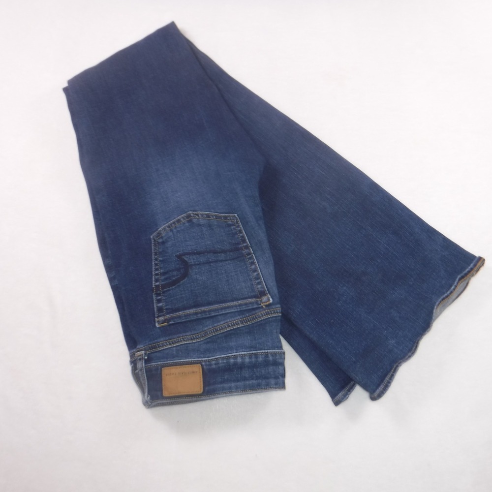 American Eagle Artist Flare Jeans Womens 8 X-Long Super Stretch Dark Wash Blue - Picture 15 of 15